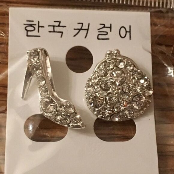 Crystal Shoe & Purse Earrings - Picture 1 of 2